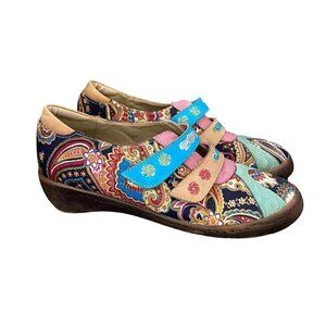 Socofy Retro Leather Mary Jane Shoes Art EUR 42 US 11.5 Multi-Colored Bohemian